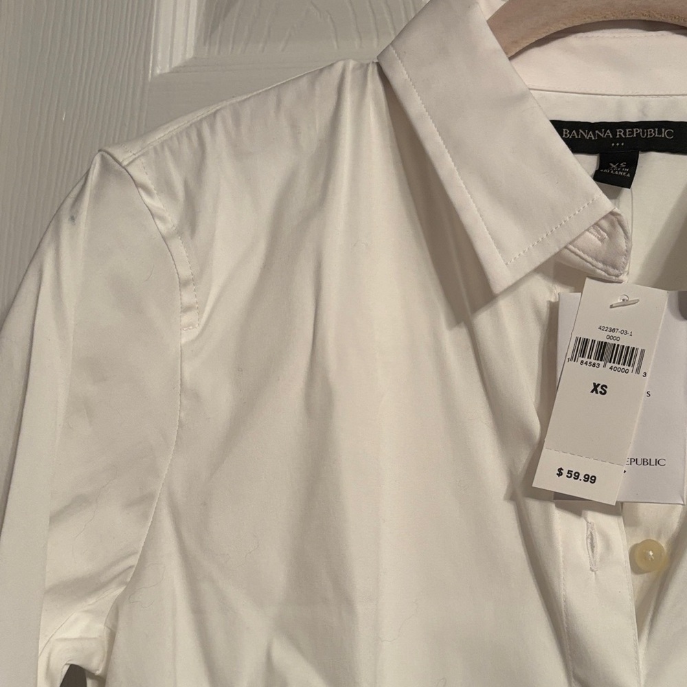 Banana Republic classic poplin white button down shirt size XS NWT - Picture 5 of 9